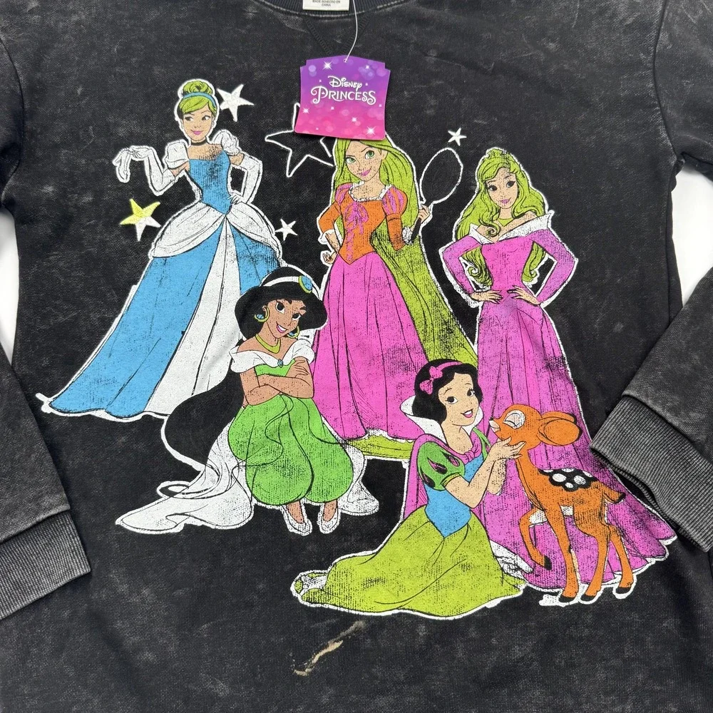 Disney Princess Sweatshirt Girls XL 14/16 Squad Cinderella Aurora Crewneck Pullo